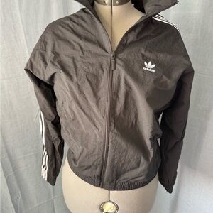 Adidas Original Black Zip-Up Jacket with White Stripes